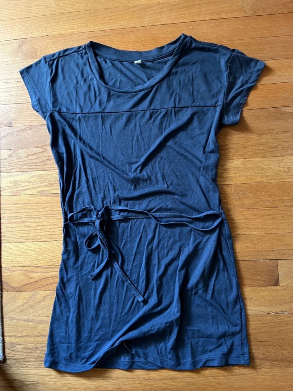 Uniqlo Navy Short Sleeve Tie-Waist Tunic